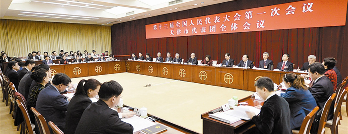 天津代表團舉行全體會議審議政府工作報告