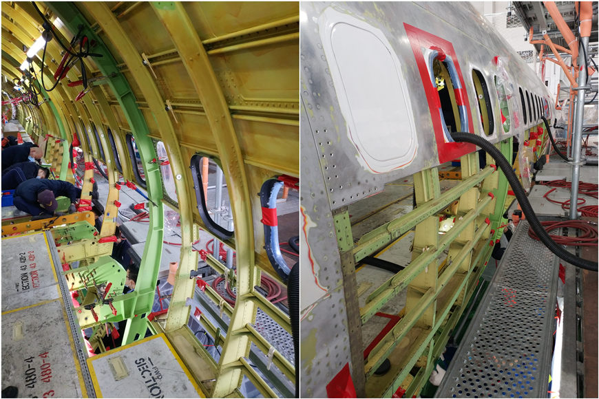 退租和客改貨后再租賃業務的波音B737-800飛機的內倉及外部。東疆供圖