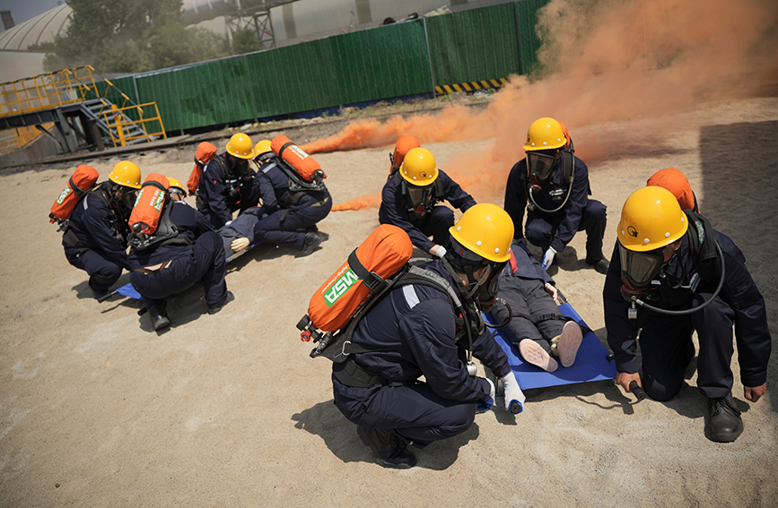 金屬冶煉安全生產事故應急演練現場。天津市應急管理局供圖