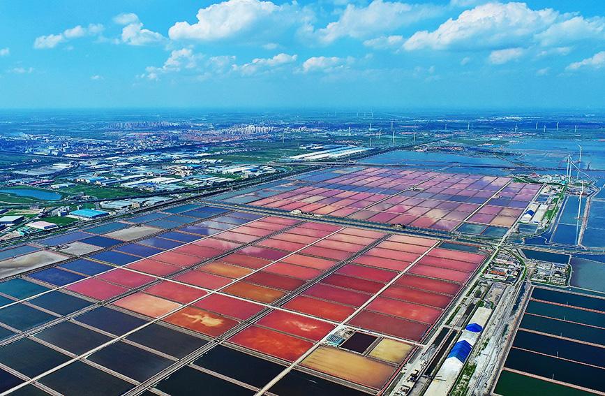 “七彩鹽田”美如畫。鹽廠供圖