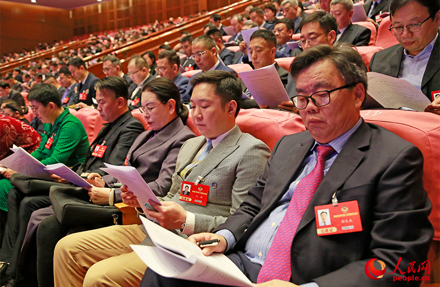 代表委員聽取工作報告。人民網記者 崔新耀攝