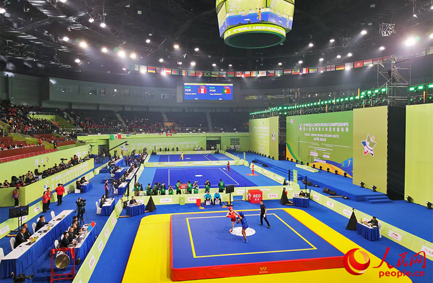 世青賽散打項目比賽現場。人民網記者 郭維瑾攝