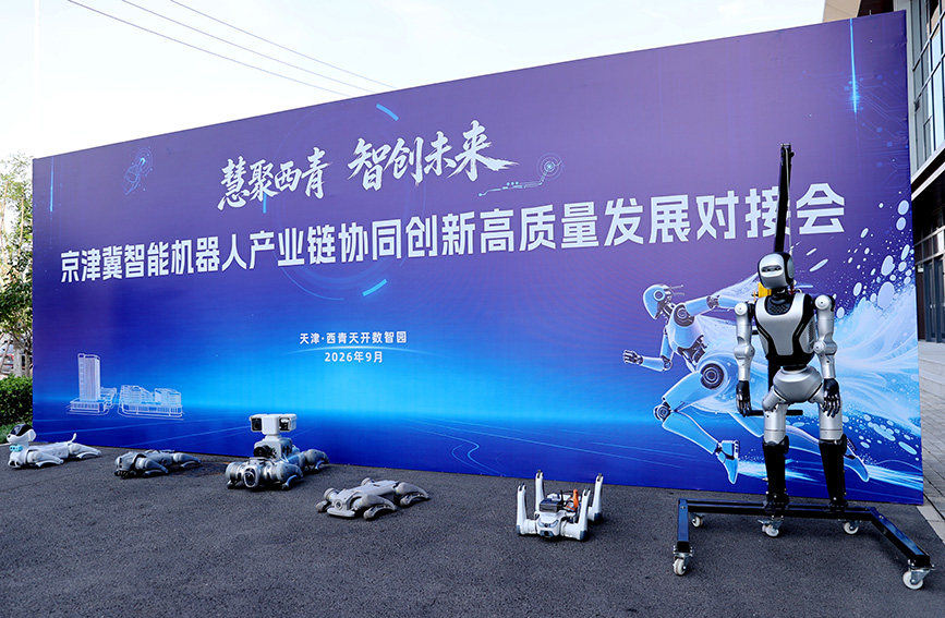 多家智能机器人企业展示新产品、新技术。西青区委宣传部供图